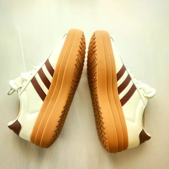 Adidas VL Court Bold Platform Sneakers Wonder White Shadow Red NWOB Men11/Wom12